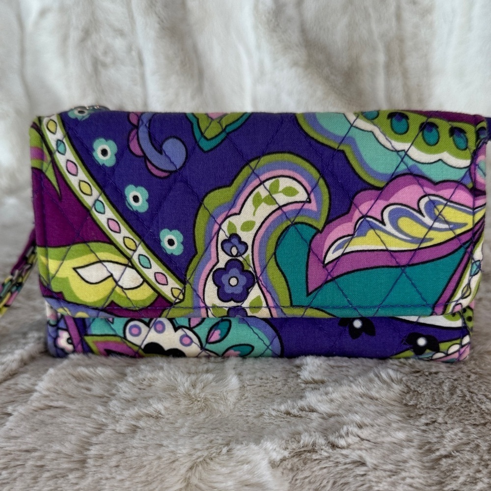 Vera Bradley Purple and Green Quilted Wristlet